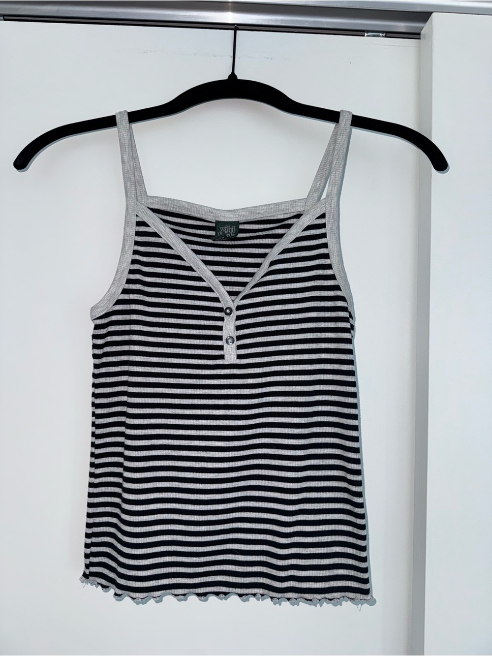 wild fable Black & White Striped Henley Tank